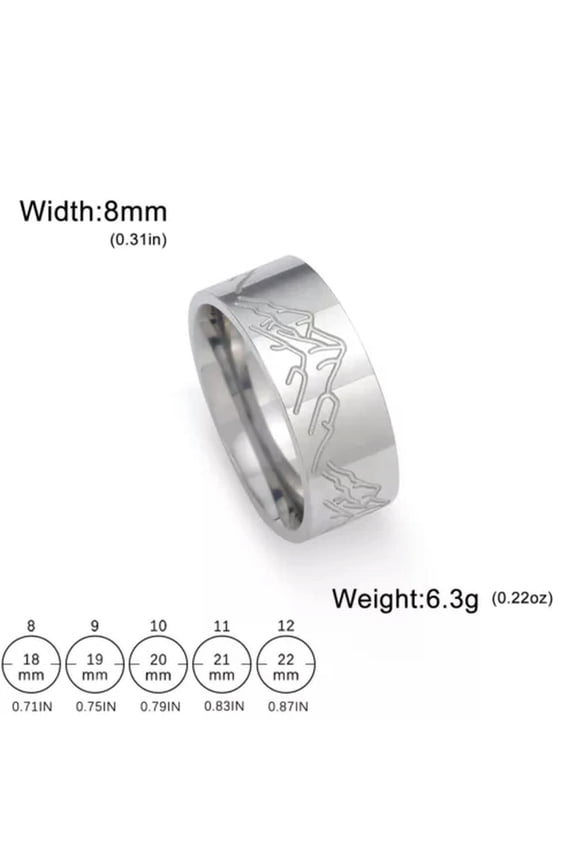 Mountain Ring Stainless Steel Nature Landscape Carved Couple Rings Jewelry