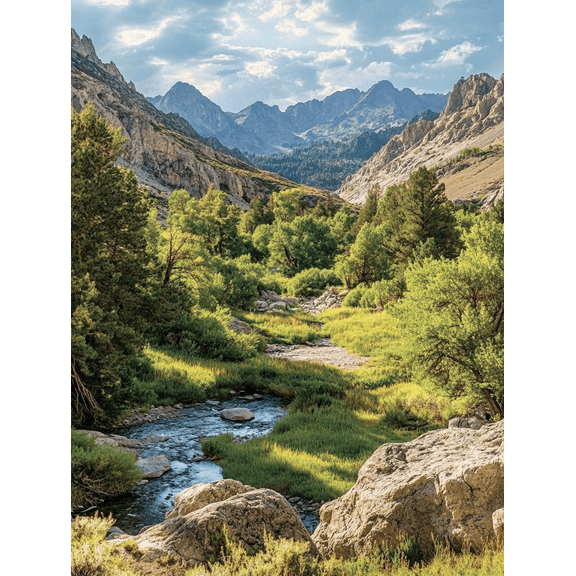 Mountain River Landscape Canvas Print/Wall Art Suitable for Living Room Bedroom Office Hotel and Restaurant Decoration.