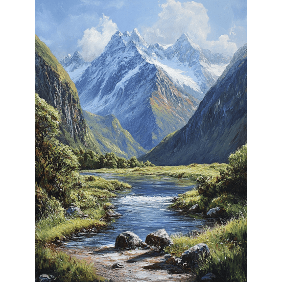 Mountain River Landscape Canvas Print/Wall Art Suitable for Living RoomOffice Hotel and Restaurant Decoration.