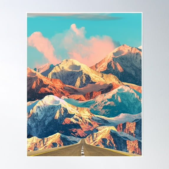 Mountain Road Poster Wall Art, Modern Wall Decor, 12x18 UNFRAMED