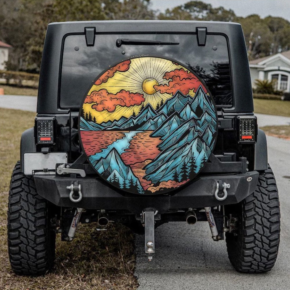 Mountain Road With Compass Tire Cover 4WD 4x4 SUV Navigation Spare ...
