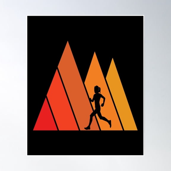 Mountain Running - Woman Runner Poster Wall Art, Modern Wall Decor, 12x18 UNFRAMED