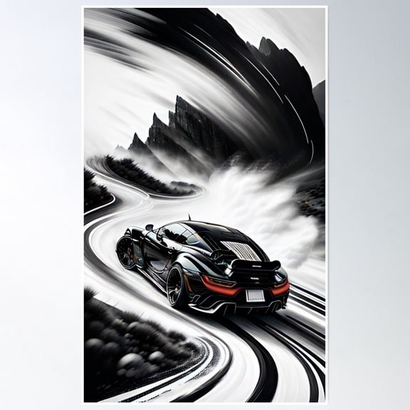 Mountain Rush Dancing Wheels Poster Wall Art, Modern Wall Decor, 8x12 UNFRAMED