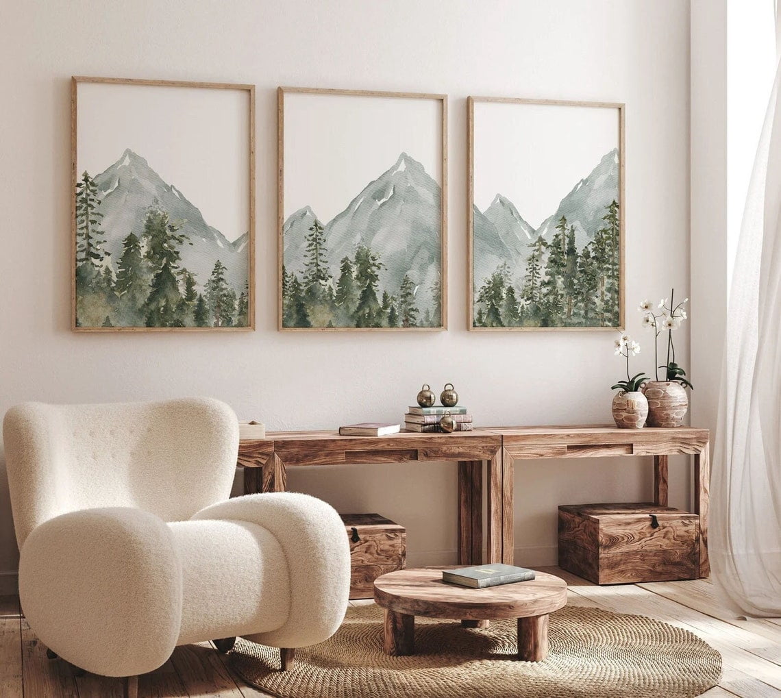 Mountain Sage Green Forest Nursery Wall Art Print, Woodland Adventure ...
