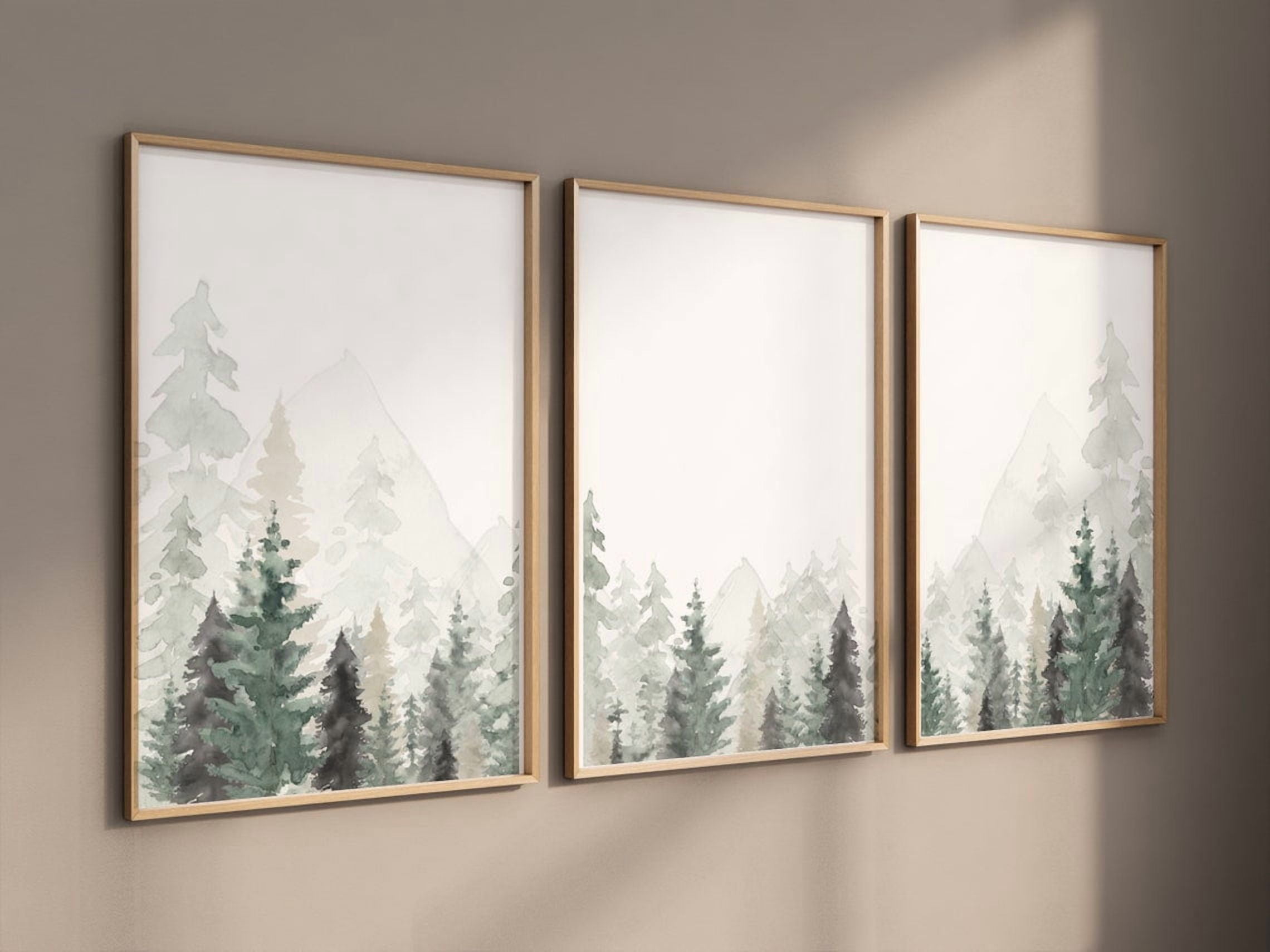 Mountain Sage Green Forest Nursery Wall Art Print, Woodland Animals ...