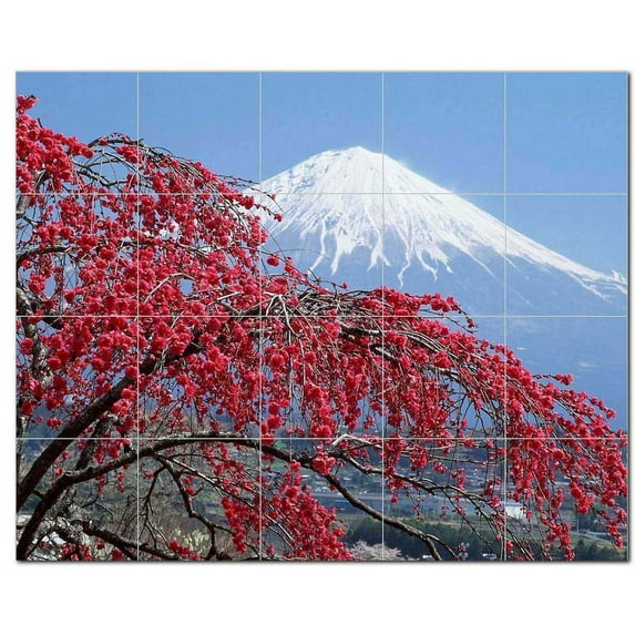 Mountain Scene Ceramic Tile Mural Kitchen Backsplash Bathroom Shower, 405605-XL5