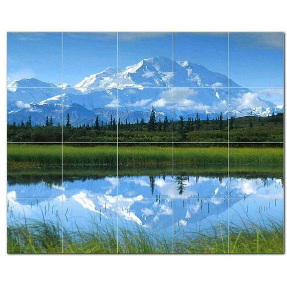 Mountain Scene Ceramic Tile Mural Kitchen Backsplash Bathroom Shower, 405626-L54