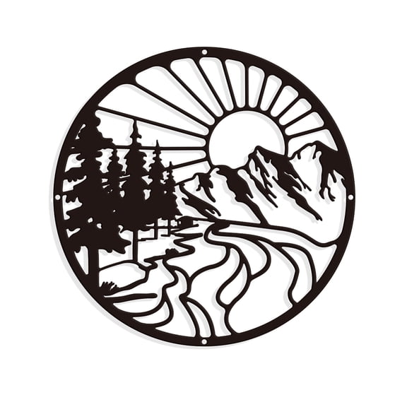 Mountain Scene Metal Wall Art Decor Matte Style Wall Hanging Decor Silhouette Wall Art