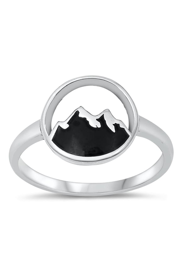 Mountain Scene Nature Ring .925 Sterling Silver Band Jewelry Female Male Unisex Size 4
