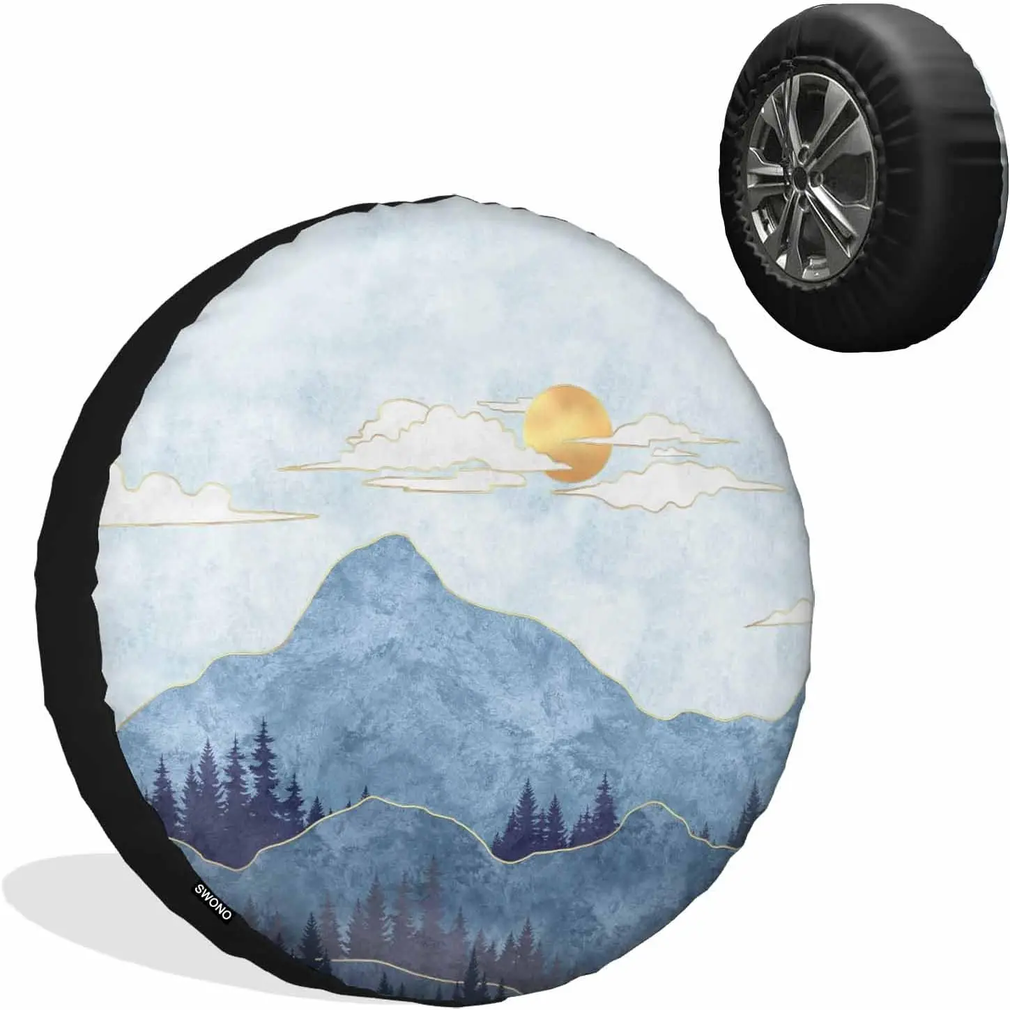 Mountain Scenery Spare Tire Covers Wheel Guards Weatherproof Camping