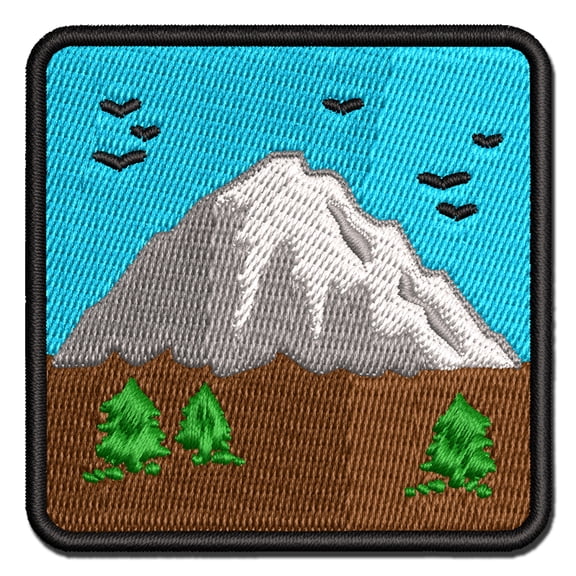 Mountain Scenic Landscape Applique Multi-Color Embroidered Iron-On Patch - 2.5 Inch Small