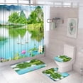 thumbnail image 1 of Mountain Scenic Shower Curtain Set For Bathroom Decor Nature Blue Lake Landscape Screen Anti-Slip Rug Bath Mat Lid Toilet Cover, 1 of 5