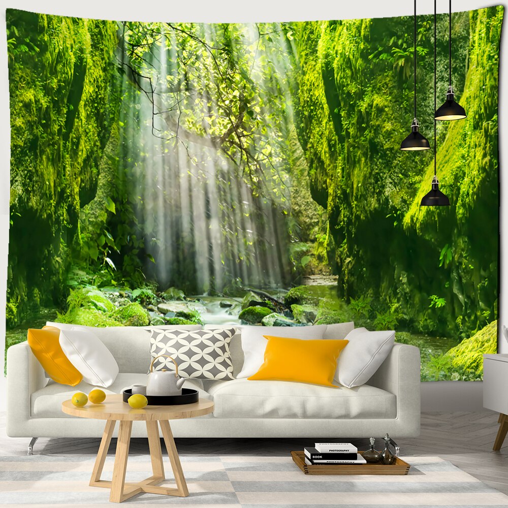 Mountain Sea Jungle Tapestry Wall Hanging Bohemian Nature Landscape