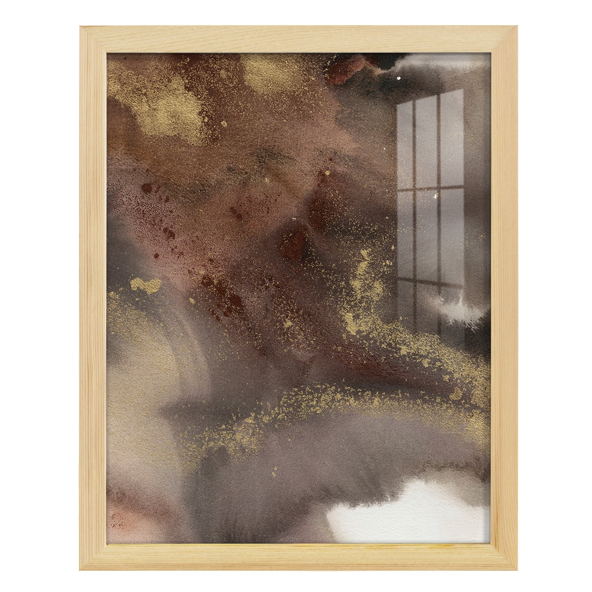 Mountain Seasons IV - Framed Print w/glass - Natural Wood