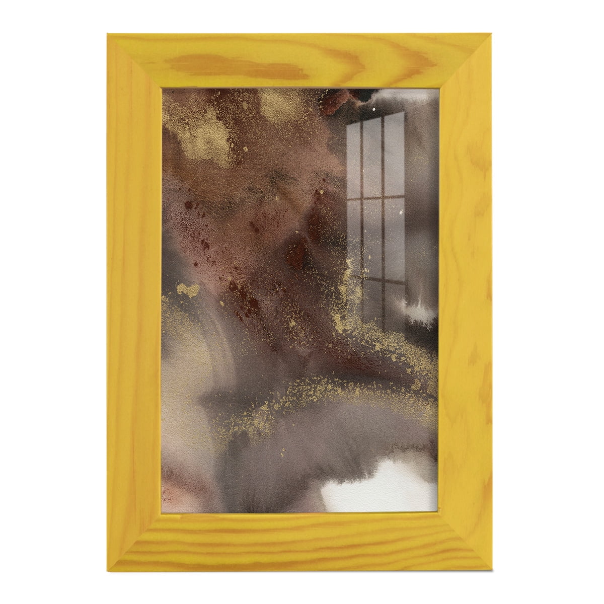 Mountain Seasons IV - Framed Print w/glass - Sunflower Yellow