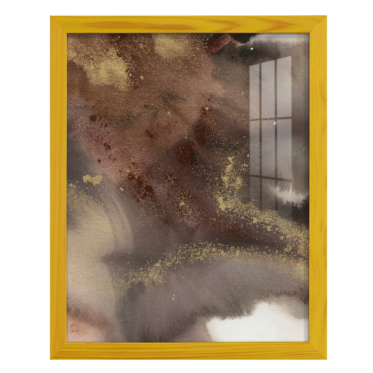 Mountain Seasons IV - Framed Print w/glass - Sunflower Yellow