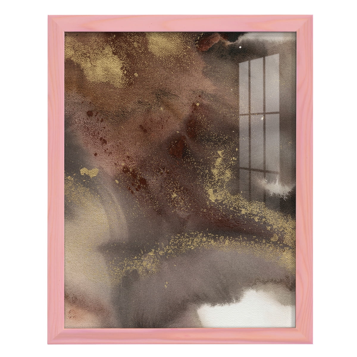 Mountain Seasons IV - Framed Print w/glass - Sunset Pink