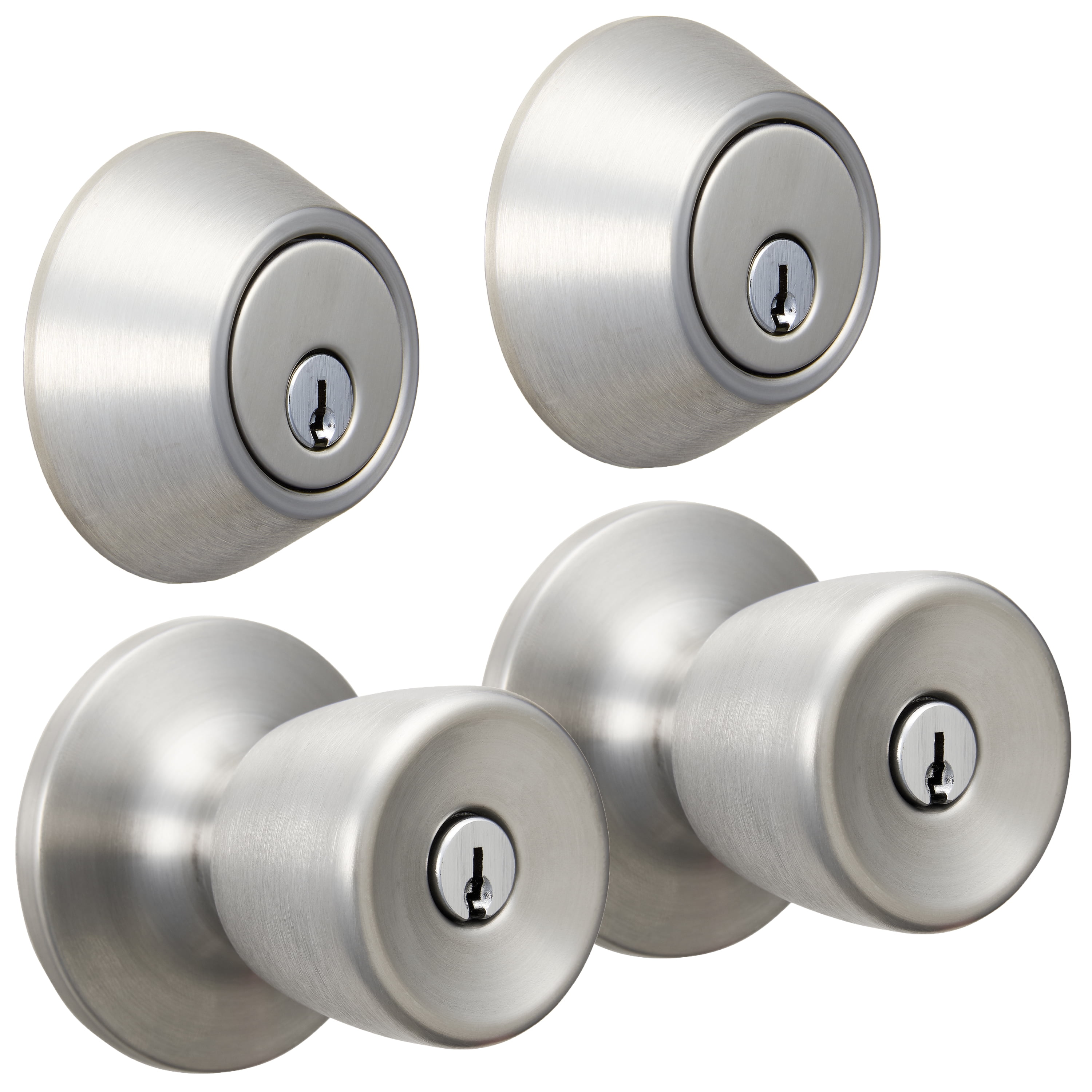 Mountain Security Doorknob and Deadbolt, 2Pack, Stainless Steel Finish
