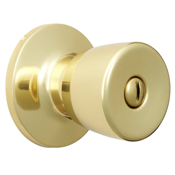 Mountain Security Privacy Doorknob, Tulip, Polished Brass Finish