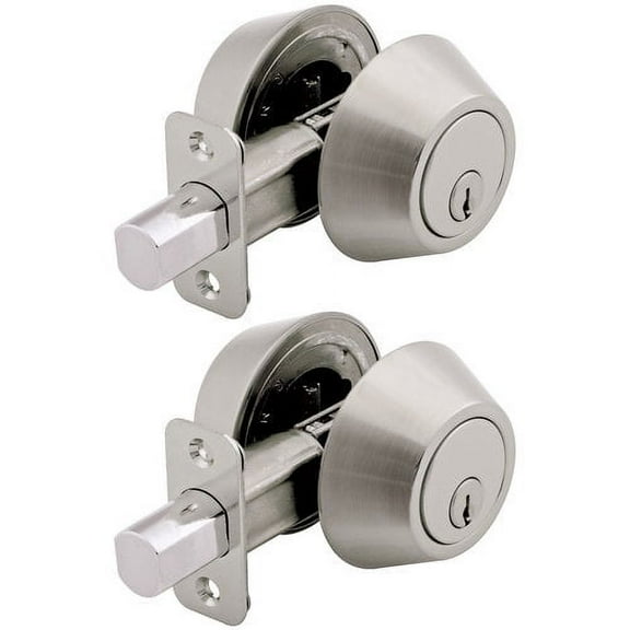 Mountain Security Single Cylinder Deadbolt, 2-Pack, Stainless Steel Finish