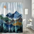 thumbnail image 1 of Mountain Shower Curtain, Nature Scenery Forest Themed Shower Curtain with 12 Hooks, Mountain Shower Curtains for Bathroom, Waterproof Washable Polyester Bath Curtain (Blue, 72 x 72 Inches), 1 of 6