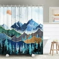thumbnail image 1 of Mountain Shower Curtain, Nature Shower Curtain Blue Shower Curtain Set Hooks, Waterproof Cool Art Forest Shower Curtain, Japanese Bathroom Decor Landscape Mountains Curtains, 72Wx72H Inch, 1 of 6