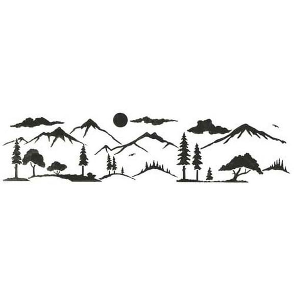 Mountain Silhouette Landscape Wall Stencil SKU #3146 by Designer Stencils