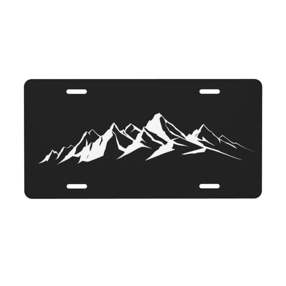 Mountain Silhouette License Plate with 4 Holes,Novelty Aluminum Metal Car Plate Vanity Tag Decorative Car Front Accessories for Women Men,6"x12"