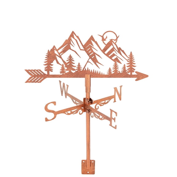 Mountain Silhouette Weather Vane Forest Tree Metal Weathervane Sun and Birds Windvanes Copper Weathercock Decorative Wind Direction Signs