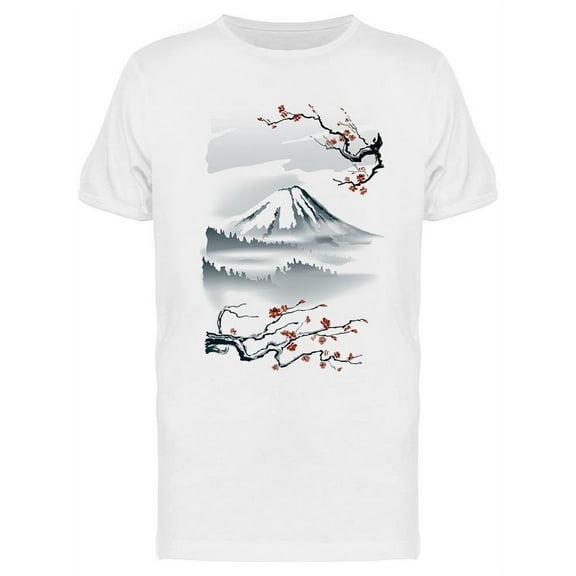 Mountain Sketch With Branches T-Shirt Men -Image by Shutterstock, Male XX-Large