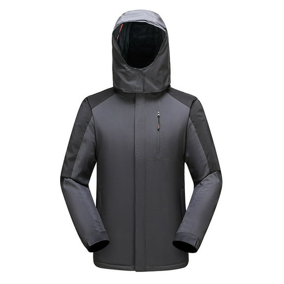 Mountain Ski Jacket Waterproof Fleece Liner Snow Coat Warm Winter Windproof Hooded Raincoat Women And Men's Three In Detachable Outdoor Mountaineering Suit And Ski Suit Gray XXXXXL