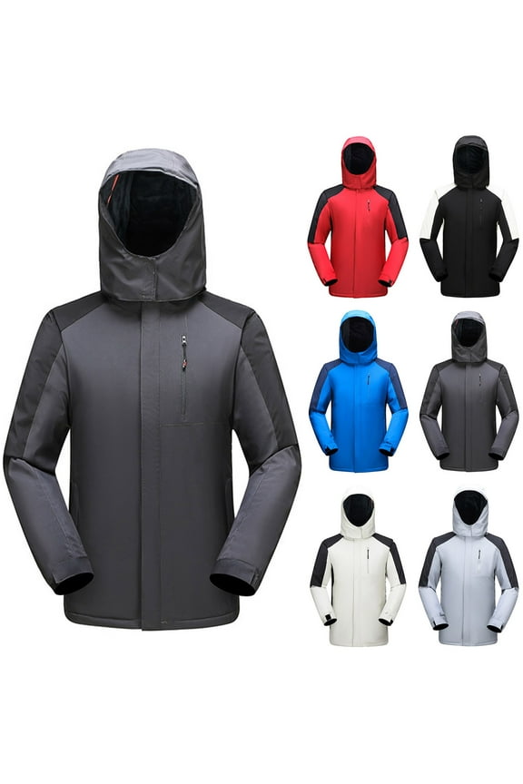 Mountain Ski Jacket Waterproof Fleece Liner Snow Coat Warm Winter Windproof Hooded Raincoat Women And Men's Three In Detachable Outdoor Mountaineering Suit And Ski Suit Black XXXXXXL