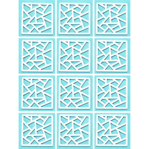 Mountain Snow Arts Modular Decorative Room Divider System, White, 12 Panels, 11.4x11.4in