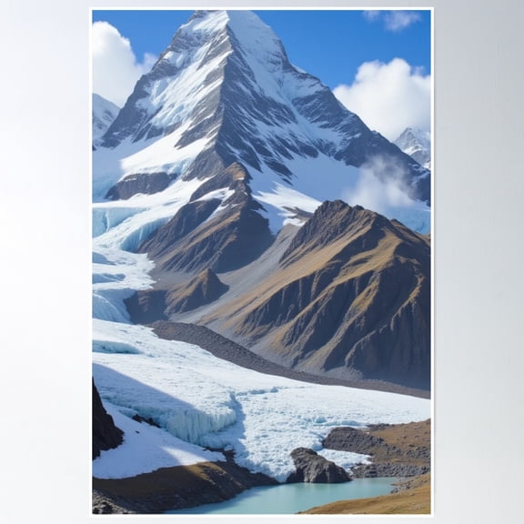 Mountain Snow Sky Cloud Water Lake Sand Poster Wall Art, Modern Wall Decor, 8x12 UNFRAMED