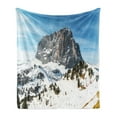 thumbnail image 1 of Mountain Soft Flannel Fleece Blanket, Majestic Mountain Northerns Italy European Mediterranean Snowy Peak Nature, Cozy Plush for Indoor and Outdoor Use, 60" x 80", Brown Blue White, by Ambesonne, 1 of 5