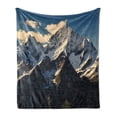 thumbnail image 1 of Mountain Soft Flannel Fleece Throw Blanket, Snowy Mountain Summit Clouds in the Sky Tranquility in Wild Nature Theme, Cozy Plush for Indoor and Outdoor Use, 50" x 70", White Black Blue, by Ambesonne, 1 of 5