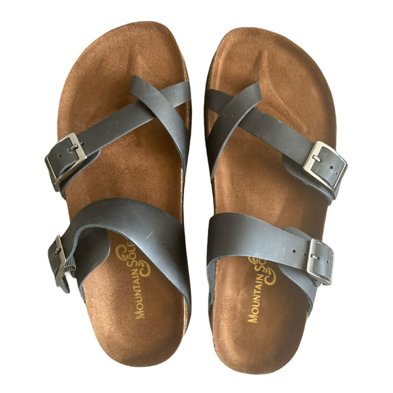 Mountain Sole Women's Birk Style Slip On Leather Sandals, Adj