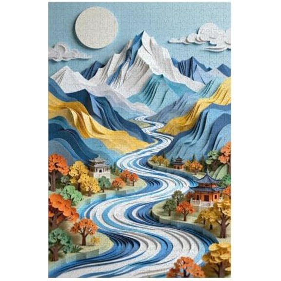 Mountain Stream 1000 Piece Jigsaw Puzzle for Adults, Colorful Landscape Artwork, Relaxing DIY Puzzle, Fun Family Activity, Challenging Puzzle, for Nature Lovers and Home Decoration