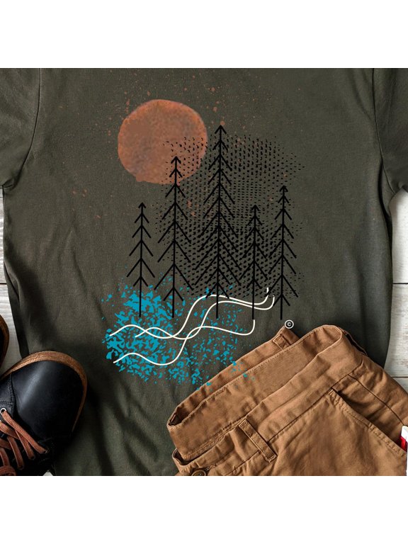 Mountain Stream Graphic Tee Menamp39s Nature TShirt EcoFriendly Cotton