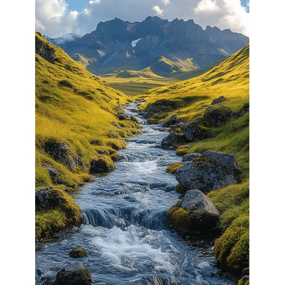 Mountain Stream Landscape Canvas Wall Art Perfect for Living Room Officeand Hotel Decoration