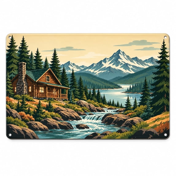 Mountain Stream Mountain View Metal Sign for Den Cozy Mountain Decor ...