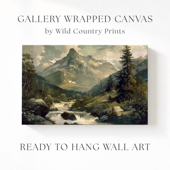 Mountain Stream Rugged Peak Rushing River Rocky Creek Evergreen Adventure Poster