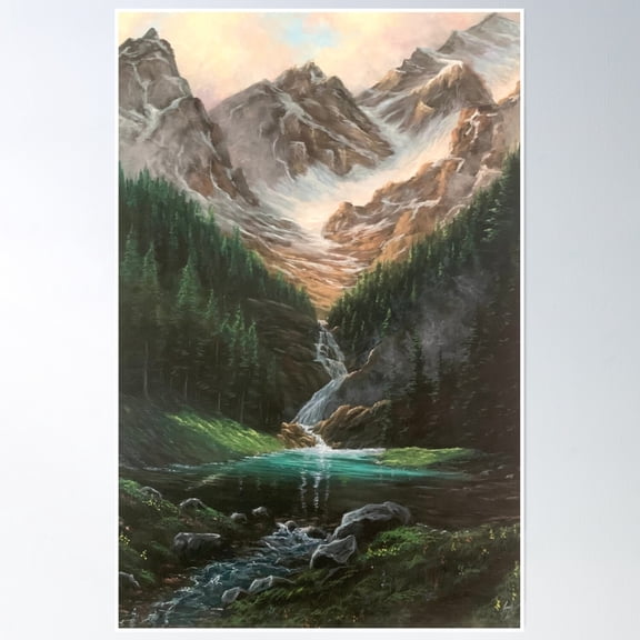 Mountain Stream Valley Poster Wall Art, Modern Wall Decor, 8x12 UNFRAMED