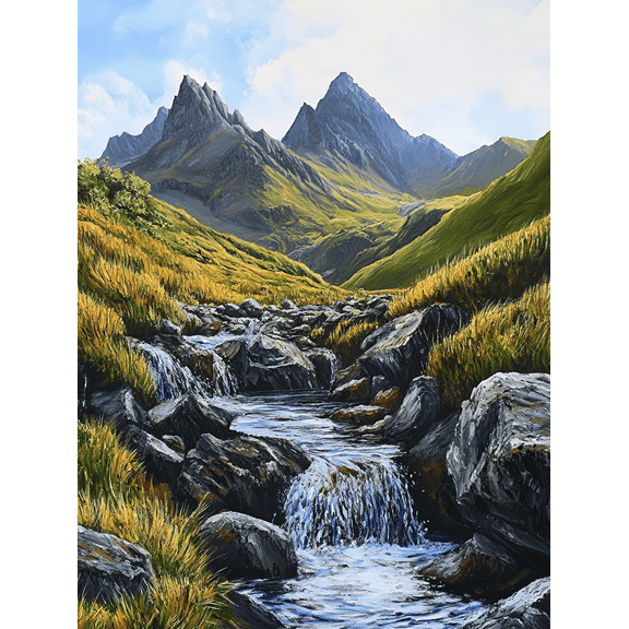 Mountain Stream Waterfall Canvas Painting Perfect for Living Room Bedroom Office Bathroom and Hallway Decoration.