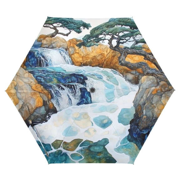 Mountain Streams Folding Umbrella UV50+ Waterproof Sun Protection Auto Open Close Compact Fiberglass Frame