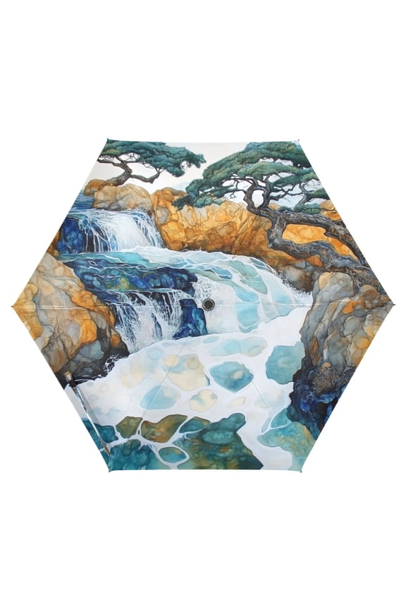 Mountain Streams Folding Umbrella UV50+ Waterproof Sun Protection Auto Open Close Compact Fiberglass Frame