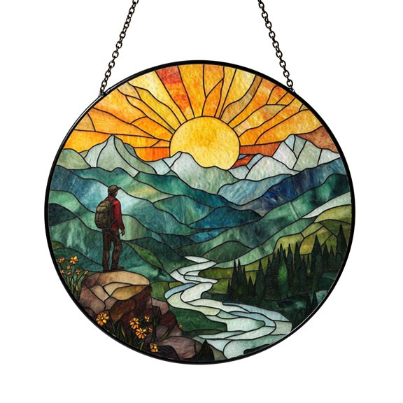 Mountain Summit Hiker Ornament – Artistic Landscape Design