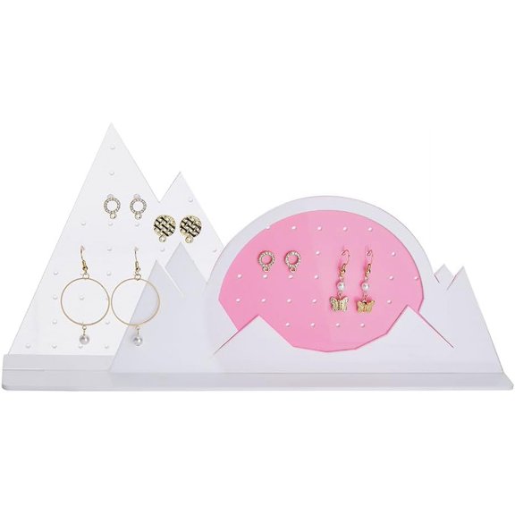 Mountain with Sun Earring Display Holder with Holes Acrylic Earring Stands Clear Decorative Earring Rack Removable Jewelry Holder for Hanging Ear Studs Home Decor Gift Hole: 2mm Clear