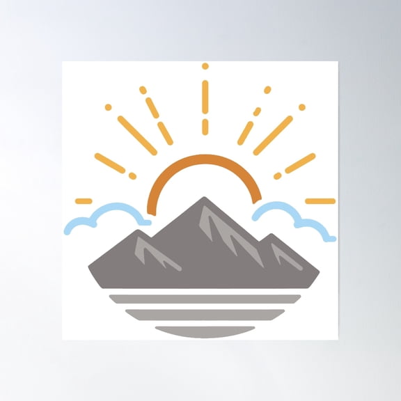 Mountain Sunrise In Cloud Poster Wall Art, Modern Wall Decor, 24x24 UNFRAMED