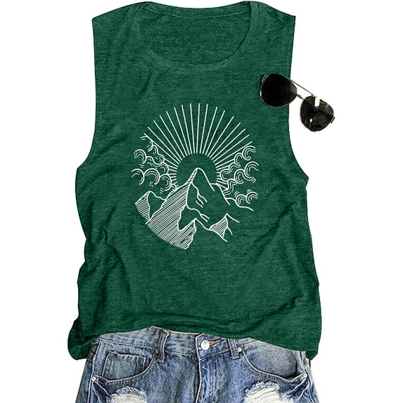 Mountain Sunrise Tank Tops Women Hiking Sleeveless Tee Camping Vest Muscle Shirt